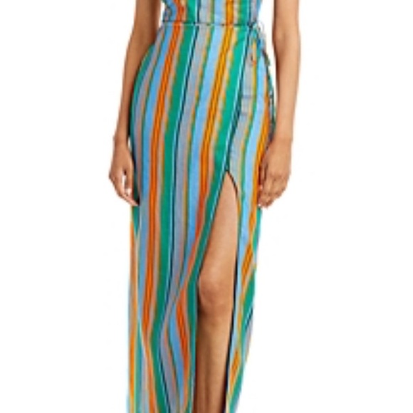 Staud Striped Maxi Dress with Slit - Picture 2 of 13